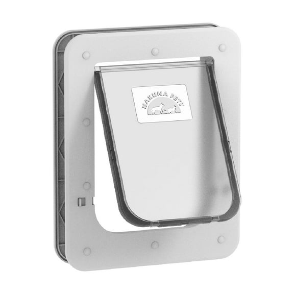 Hakuna Pets Super Tough Small Dog & Cat Pet Door with 2-Way Locks for Screens, Doors, Walls & Glass up to 2.17" Thick, for Pets up to 20 lb, White