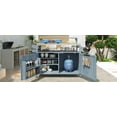 thumbnail image 3 of Grey-Blue Outdoor Kitchen Island with Stainless Steel Top & Raised Shelf - 53.3", 3 of 8