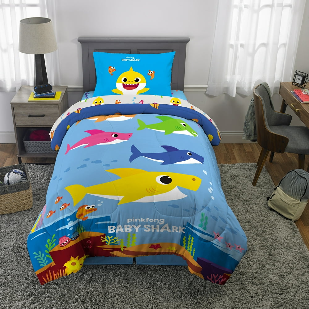 Baby Shark BedinaBag, Kids Bedding Bundle Set, 5Piece Full