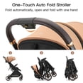 thumbnail image 3 of Gravity Folding Baby Stroller - Portable Toddler Stroller w/Adjustable Backrest & Canopy, Lightweight and UV Protected Travel Stroller, One-Hand Automatic Folding - Khaki, 3 of 10