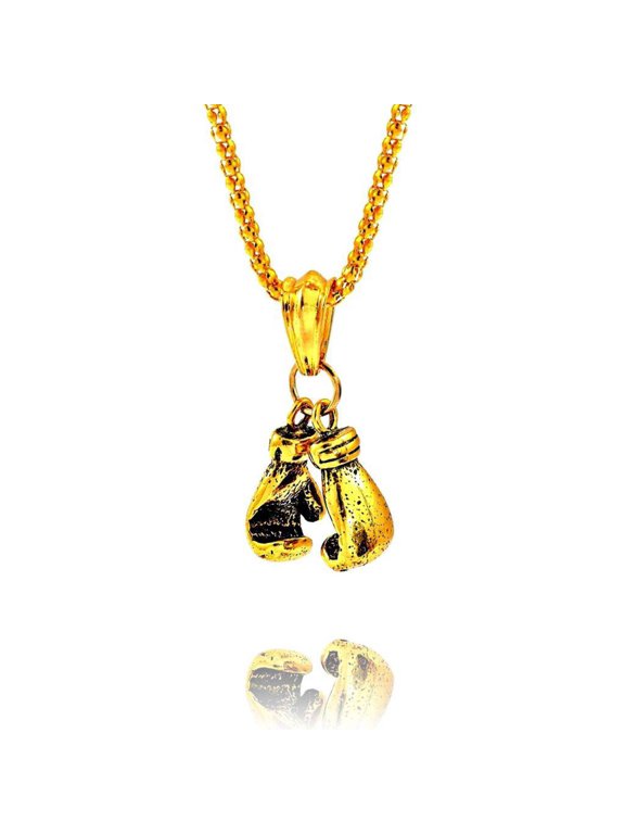 Boxing Necklace - Gold, Stainless Steel, 24" Chain