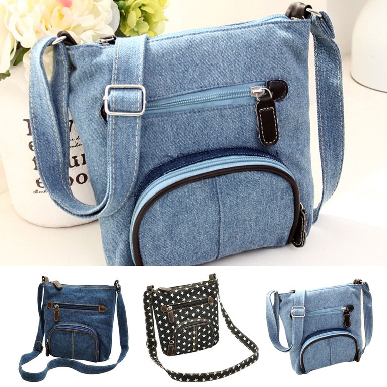 Coofit Women's Knitted Denim Crossbody Bag