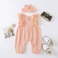 thumbnail image 6 of mgoYE Baby Girl Clothes Outfits Infant Summer Romper Cotton Linen Preemie Newborn Essentials Photography with Headband(Red,12-18 Months), 6 of 8