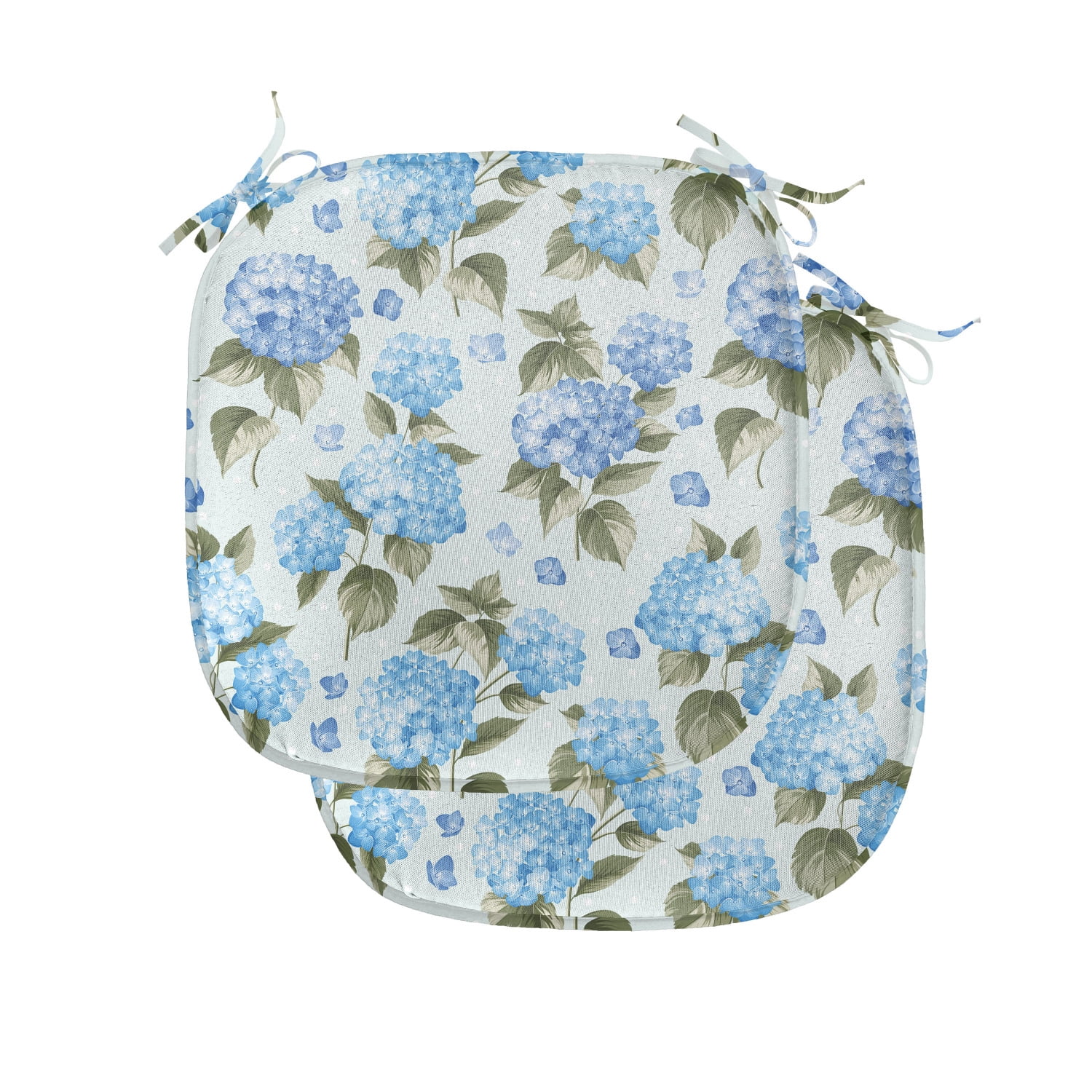 Script Flower Hydrangea Chair Flower Chair Seating Cushion Set of 2, Hydrangea Flowers over Soft ...
