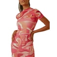 thumbnail image 3 of SAYOO , vestido ajustado largo estampado de verano para mujer, manga corta, estampado elegante, cuello redondo, fiesta, playa, vacaciones, ropa de calle SAYOO casual, 3 of 9