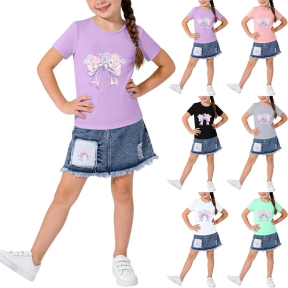 BXSRUTA Girls Kids Toddler 2 Piece Hooded Sweatshirt and Skirt Set Soft Stretchy Polyester Spandex Casual Daily Wear Long Sleeve
