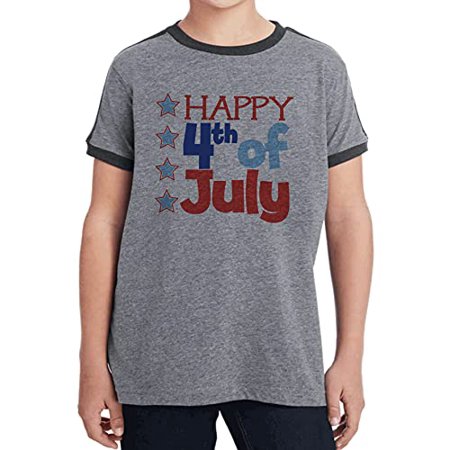 

7 ate 9 Apparel Kids Happy 4th of July Grey Ringer Tee