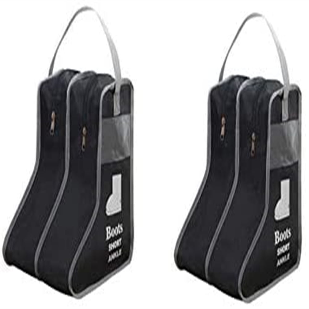 Kepooman 2 Pieces Portable Waterproof Boots Shoe Bag Travel Organizer, Zippered Tall Boot Dust Cover Protector Bag with Handle, Black, B