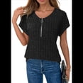 thumbnail image 2 of Blusas de Talla Grande para Mujer, Túnicas de Corta con Cremallera 1/4, Negras, XXL, 2 of 6