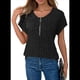thumbnail image 2 of Blusas de Talla Grande para Mujer, Túnicas de Corta con Cremallera 1/4, Negras, XXL, 2 of 6