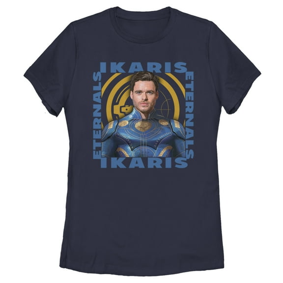 Women's Marvel Eternals Ikaris Hero Box  Graphic Tee Navy Blue Small