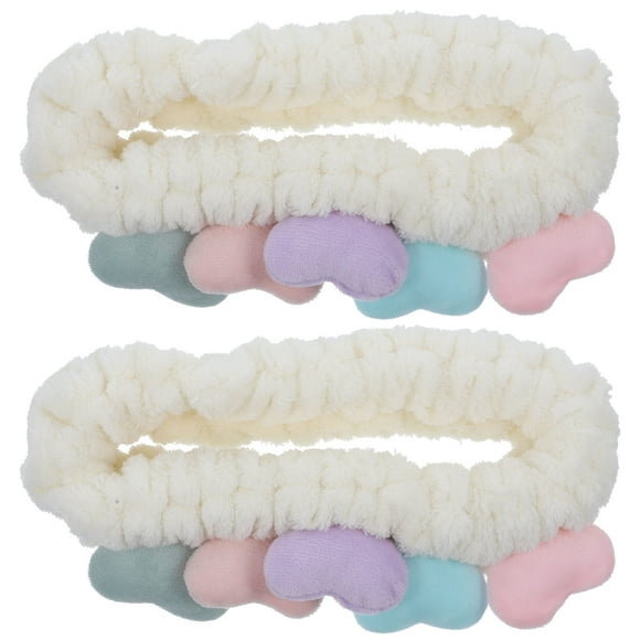 SHISUYAN 2pcs Spa Headband Facial Makeup Headband Skincare Headband Coral Bowknot Hair Band Elastic Shower Headband Hair Ties Heart Hair Bands For Washing Face Cosmetics Shower\N