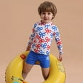 thumbnail image 3 of GYRATEDREAM Boys Two Piece Rash Guard Swimsuits Long Sleeve Rash Guard and Swim Trunks Outfit Set Toddler to Little Kid,Size 3-4 Years, 3 of 7