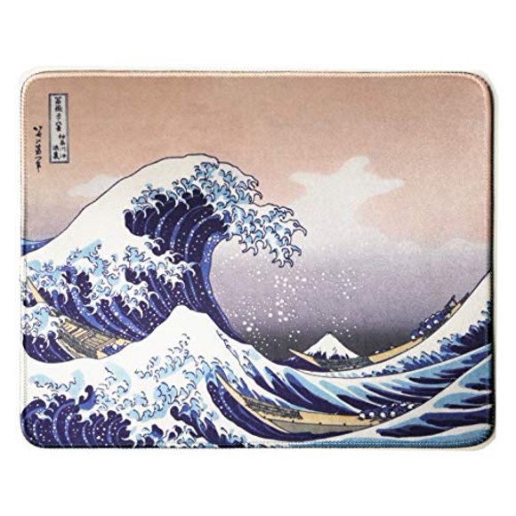 12 x 10 inches Japan Art The Great Wave by Hokusai Natural Rubber Stitched Edge Office Gaming Mouse Pad