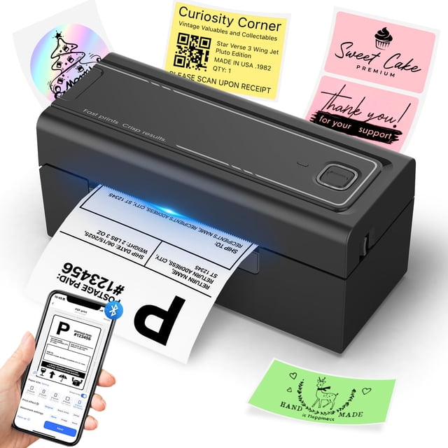 Hoorola Bluetooth Thermal Label Printer, Wireless 4x6 Shipping Label Printer for Small Business & Shipping Packages, Support iPho