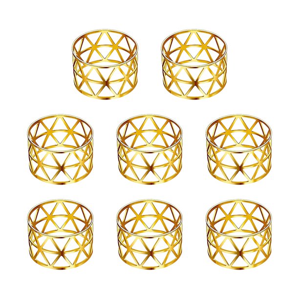 XWSHYW Decoraciones para El Hogar Anillo de Servilleta Metal Dorado Anillo de Servilleta Hebilla de Servilleta Hoja Cena de Boda Aniversario Decoración de Mesa Navideña Juego de 8 Piezas