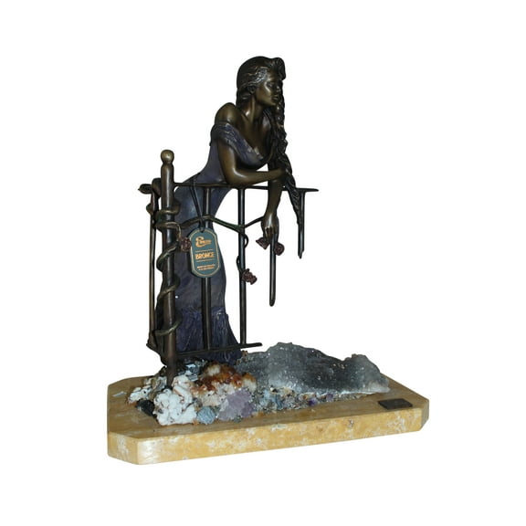 Nifao Judith Bronze Statue on Amethyst stone by Vidal - Size: 16"L x 10"W x 18"H.