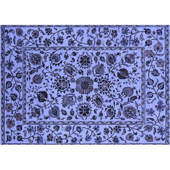 Ahgly Company Machine Washable Indoor Rectangle Oriental Blue Industrial Area Rugs, 8' x 12'