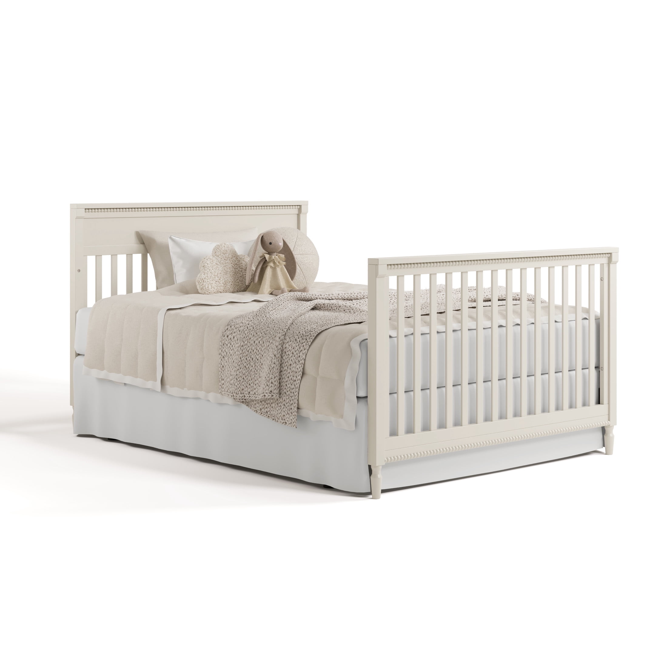 Storkcraft Valencia 5-in-1 Convertible Crib with Bonus Toddler Guardrail, Frosted Oat