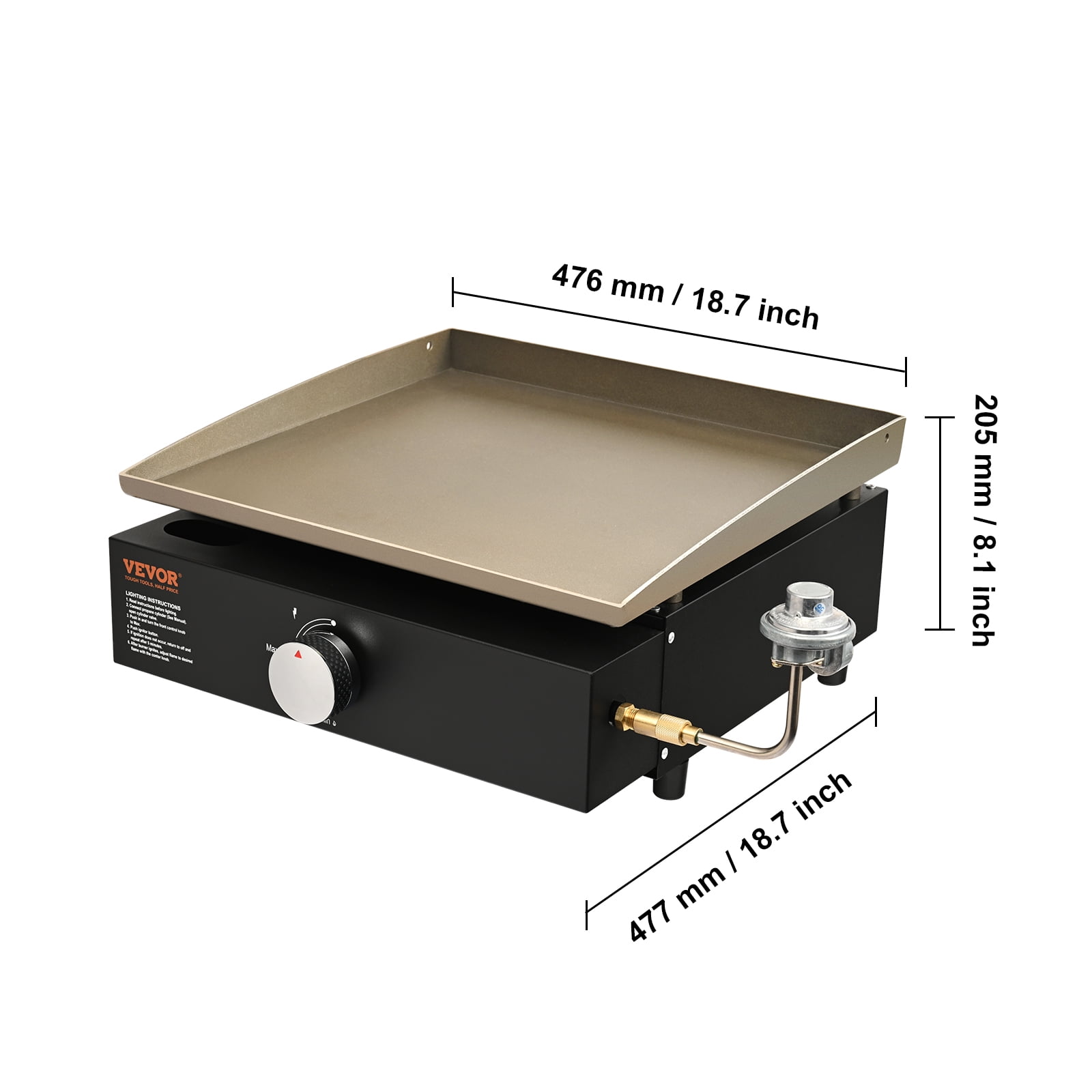 VEVOR Countertop Commercial Gas Griddle Flat Top Grill Hot Plate Restaurant