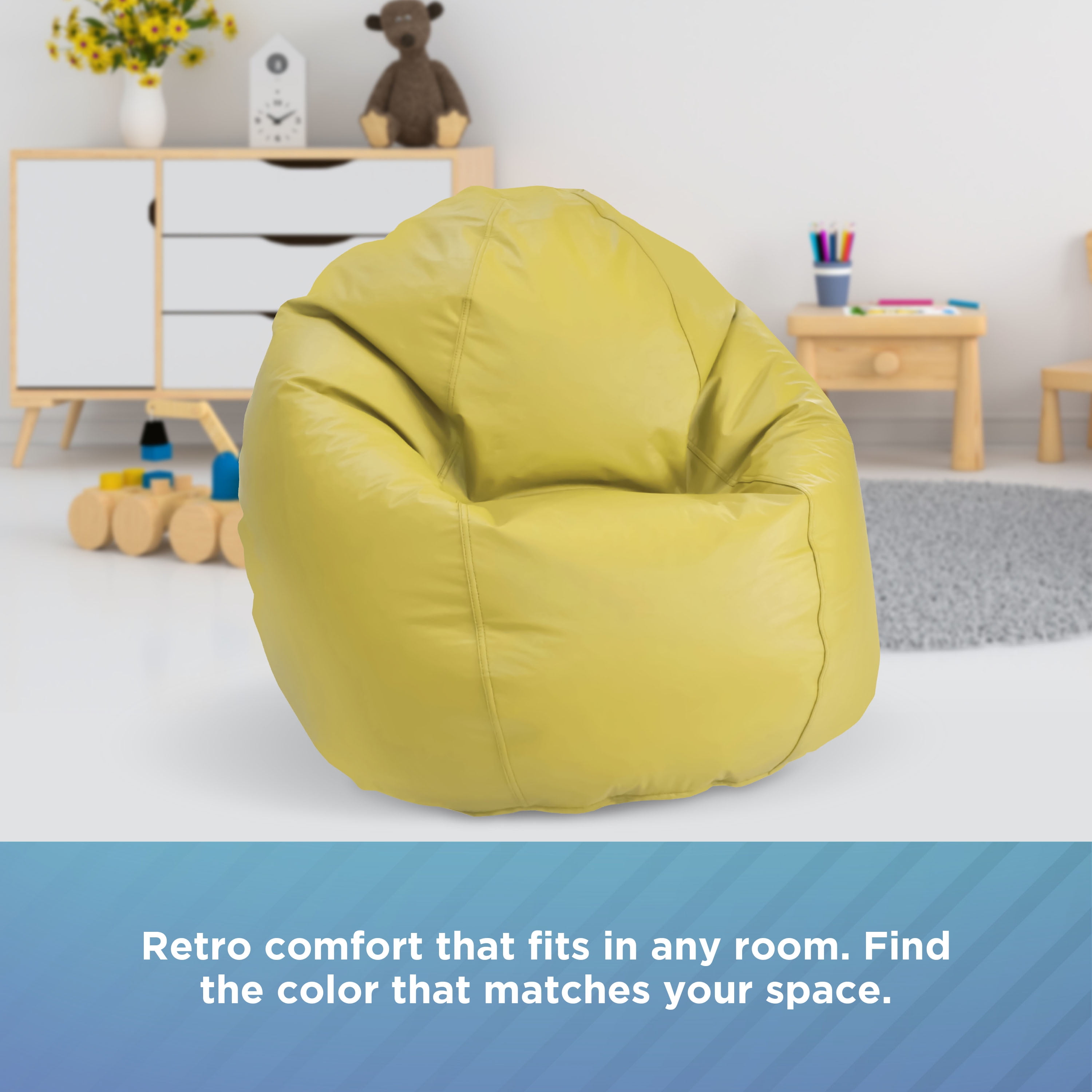 Bean Products Vinyl Bean Bag Chair With Polystyrene Beads And CertiPUR  Foam, 36”W, 36”L, 40”H, 20lb