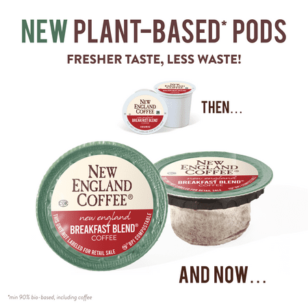 New England Coffee Breakfast Blend, Medium Roast, Single Serve Pods, 24 Count Box