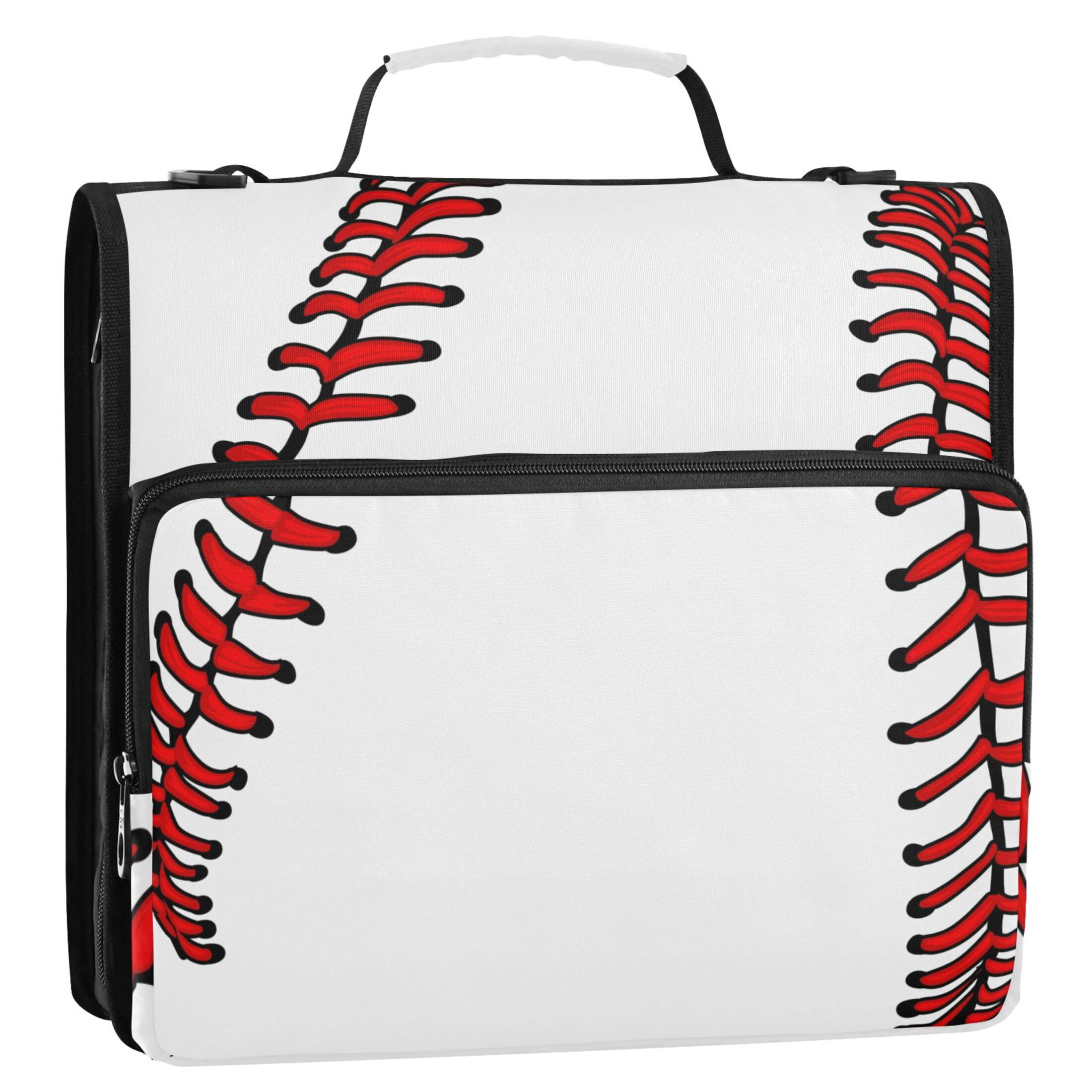 ALAZA Zipper Binder Baseball White 3 Ring Trapper Keeper File Folder Organizer Bag