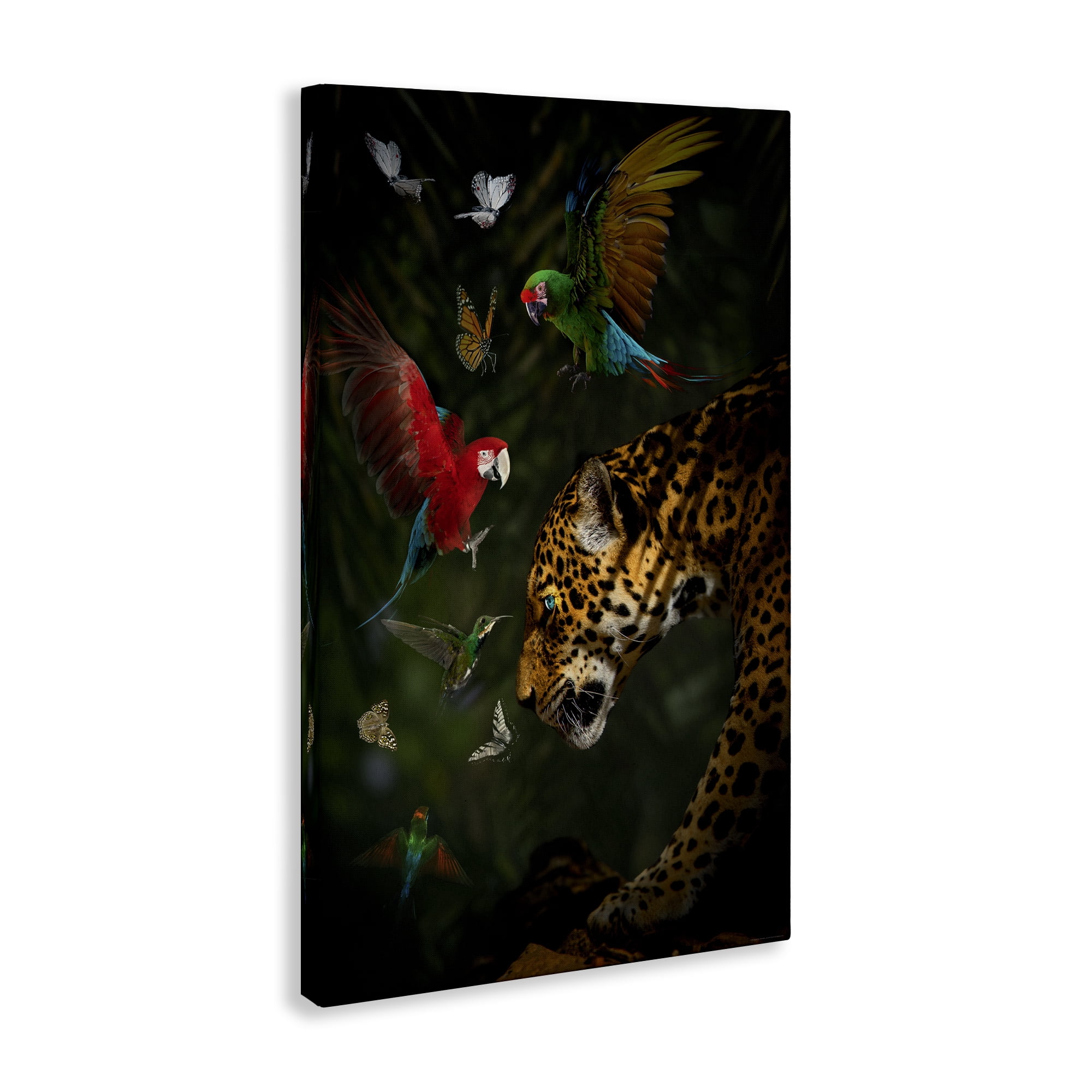 Stupell Industries Jungle Brawl Animals Animals Painting Wrapped Canvas Art Print Wall Art, 24 x 36