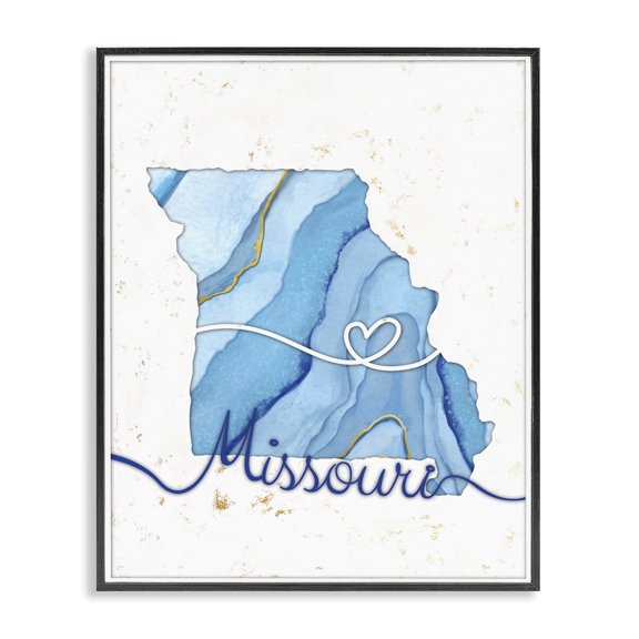 Stupell Industries Glam Missouri Agate Blue US State Design Black Framed Giclee Art, 11 x 14, by Ziwei Li
