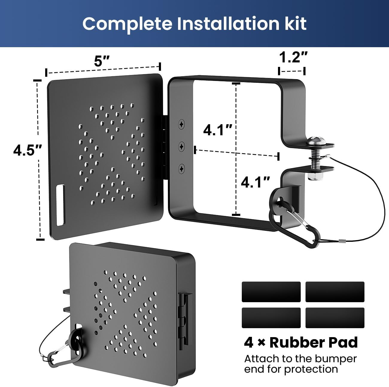 Aluminum RV Bumper End Cap, 4-Inch Square Camper Bumper, No-Insect Vent, Sewer Hose Storage, Travel Trailer Accessories, 2 Pack