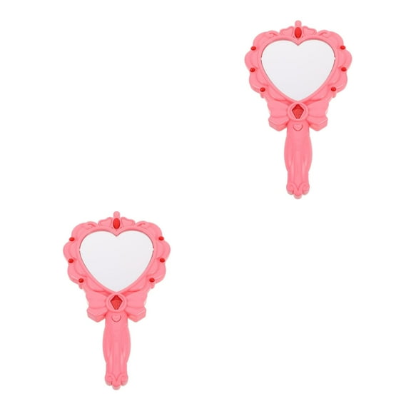 Masteelf 2pcs Festival Toy Small Hand Held Mirror Girls Glowing Mirror Cute Mirror For Wall Light Up For Girls Mirror Birthday Toy Light Up Princess Mirror