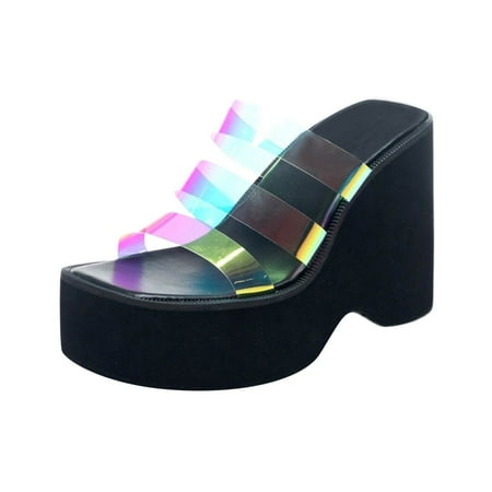 

dmqupv Daisy Sandals for Women Fashion Summer Women Sandals Platform Wedge Heel High Heel Open Sandals Women Size 12 Black 7