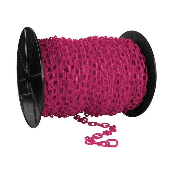 1 Inch x 250 Feet Safety Pink Plastic Safety Chain Reel