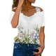 thumbnail image 2 of Pntutb Camiseta con estampado de mujer Manga corta Empalme de encaje Hombro frío Cuello en V tops Blusa informal de verano Pntutb Pntutb-4734, 2 of 5