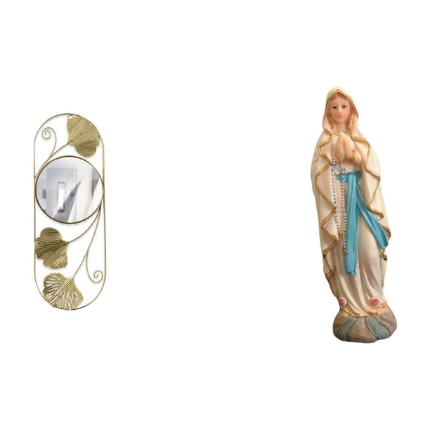 Espejo de pared,Espejo decorativo nórdico para colgar en la pared,Estatua de Lutero,Colección religiosa de la estatua de la Virgen María,Figura de resina y Señora de Lutero