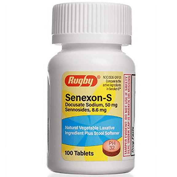 Rugby Senexon-S Docusate Sodium and Sennosides Tablets for Constipation, 100 Count