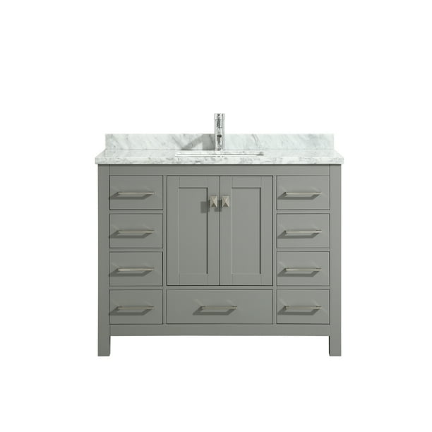 Eviva London 48 Transitional Gray Bathroom Vanity With White Carrara Marble Countertop Com Eviva London 48 Transitional Gray, Eviva London Bathroom Vanity White 42