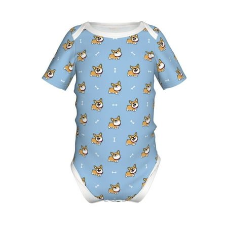 

Junzan Cute Cartoon Corgi Print Short-Sleeve Baby Climbing Clothes Bodysuits for Infant One-Piece for Baby Boys & Girls Baby Clothes Baby Romper with Snap Closure-6 Months