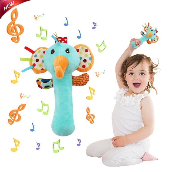 Clearance! Christmas Stocking Stuffer, Baby Plush Rattle Stick, Soft Cloth Hand Shaker for Visual & Auditory Development, Sensory Grab Toy for Newborn Infant 0-3 3-6 6-12 Months