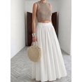 thumbnail image 3 of White Solid Color Flowing Maxi Skirt Casual Bohemian Summer, 3 of 5