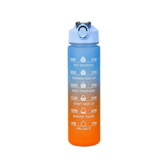 24oz Gradient Flip Top Water Bottle, One-Button Portable Plastic Cup with Detachable Carry Loop for Outdoor Sports