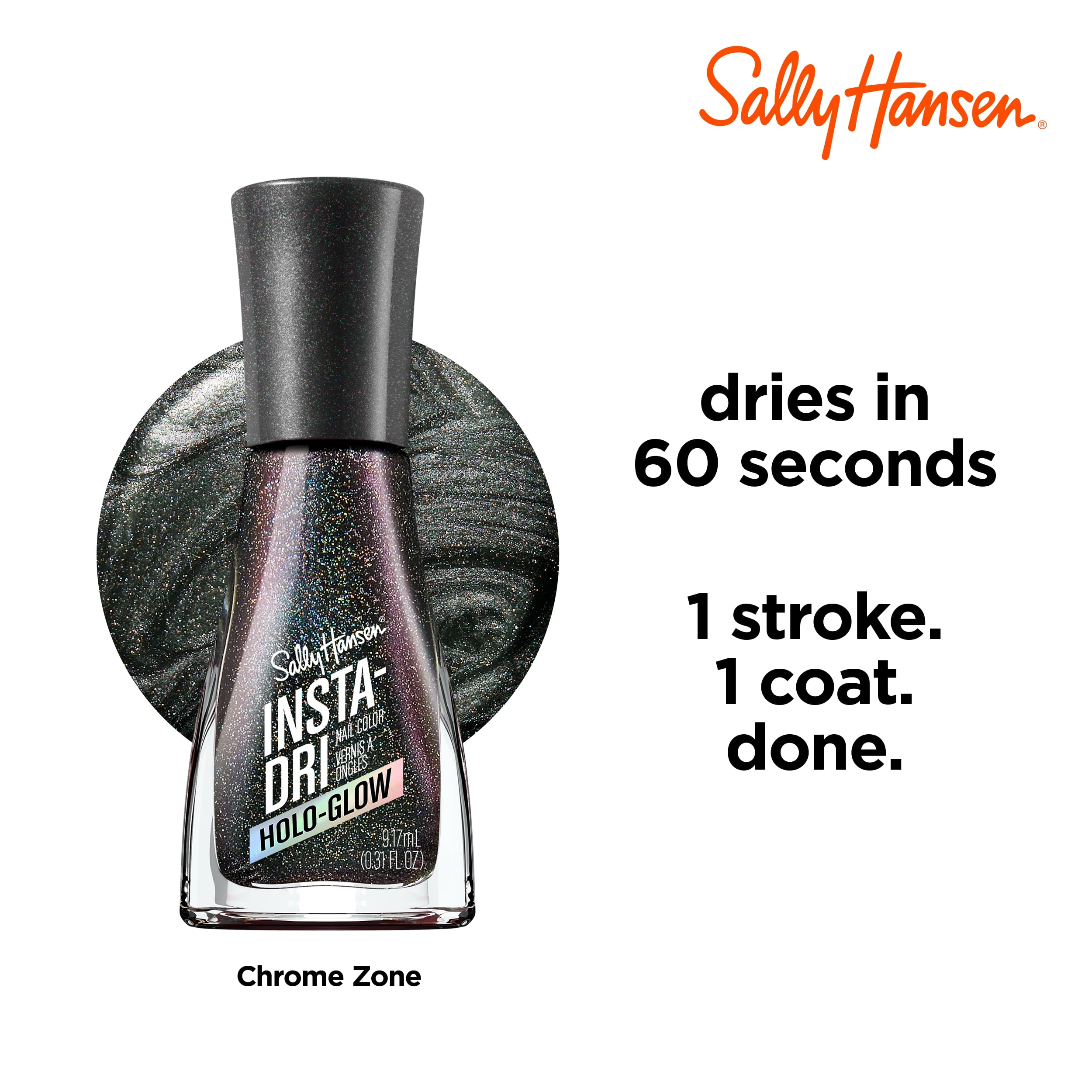 Sally Hansen Insta-Dri Nail Polish, Quick-Drying, Long-Lasting Shine, Chrome Zone 0.31 fl oz