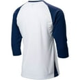 thumbnail image 3 of Complete Game 3/4 Sleeve Baseball Shirt, Adult 2X-Large, White with Navy Sleeves, 3 of 3