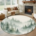 thumbnail image 2 of Foggy Forest Green Round Rug 6ft Washable Circle Kitchen Rugs Non Slip Watercolor Trees Vintage Large Area Rug Indoor Floor Carpet for Bedroom Living Room Home Office Dining Room Nursery, 2 of 9