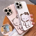 thumbnail image 2 of Bonita funda con soporte de espejo Hello Kitty para iPhone, carcasa trasera chapada 2020, 11, 12, 13, 14 Pro Max, Mini, XR, XS, X, 8, 7, 6, 6S Plus, SE, 2 of 4