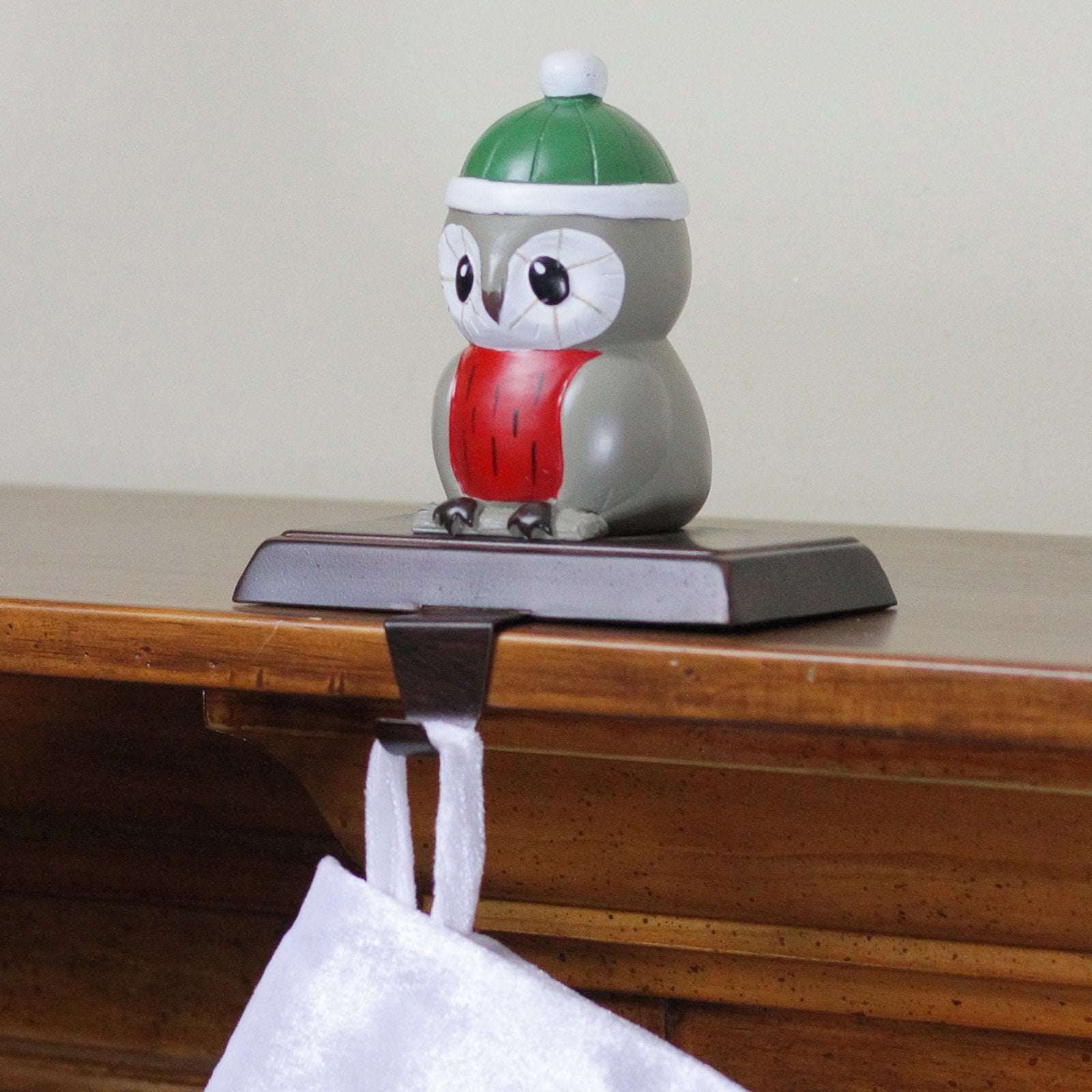 6" Owl In A Winter Hat Christmas Stocking Holder