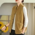 thumbnail image 4 of GigrtiJin Womens Corduroy Outerwear Vest Loose Stand Collar Button down Casual Sleeveless Jackets Waistcoat with Pockets, 4 of 5