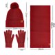 thumbnail image 3 of Gorro de lana acolchado de terciopelo doble para mujer, cálido, bufanda y guantes, traje de tres piezas a juego., 3 of 5