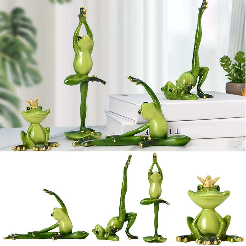 Cheer.US Meditating Yoga Frog Statues Resin Frog Garden Statues and