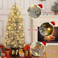 thumbnail image 4 of 4.5ft Pre-Lit Snow Flocked Christmas Tree with 200 LED Lights, Artificial Potted Xmas Tree with 8 Lighting Modes, Faux Berries,Snowman Base, for Holiday Decor,2 Pack, 4 of 7